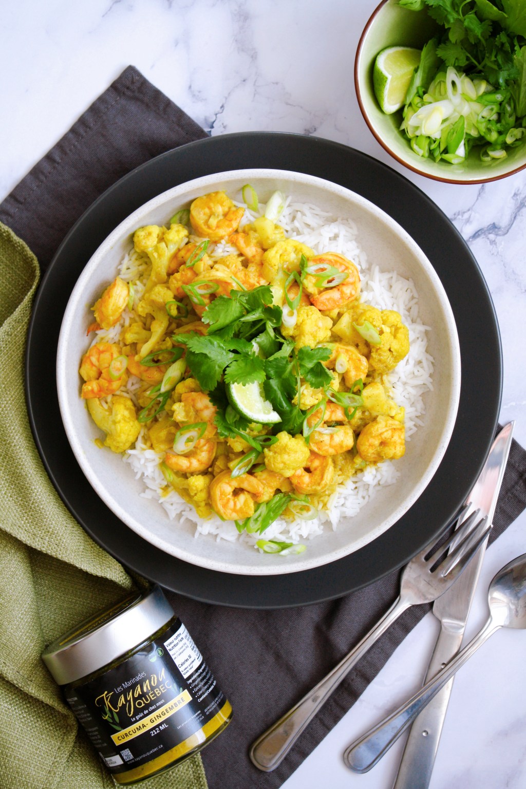 Crevettes et chou-fleur au&nbsp;curcuma